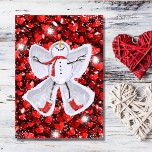 Cute Snowman Making a Snow Angel Birthday Card
