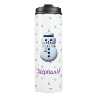 Cute Snowman Marshmallow Personalized Thermal Tumbler