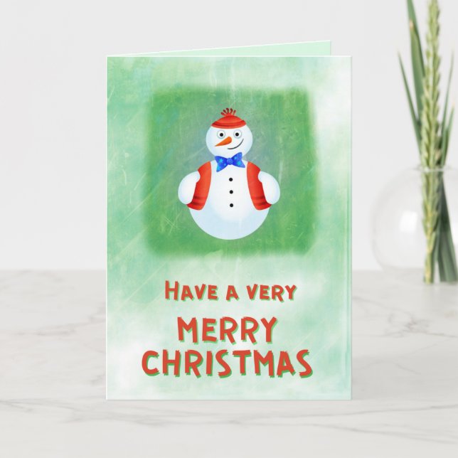 Cute Snowman Merry Christmas Card (Front)