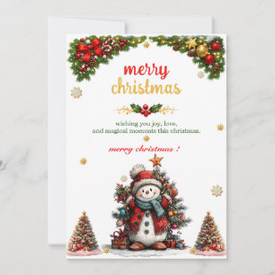 Cute Snowman Merry Christmas Holiday Card