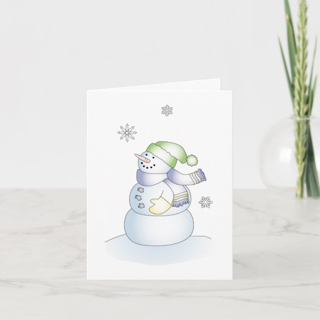 Cute Snowman Merry Christmas Holiday Greeting Card (Front)