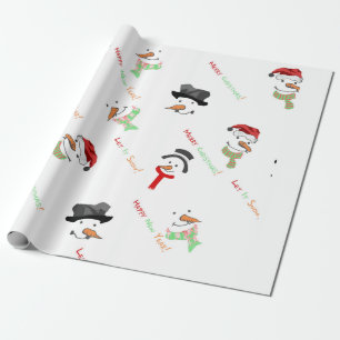Cute Snowman Merry Christmas Pattern Wrapping Paper