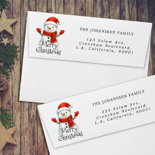Cute Snowman Merry Christmas Simple Return Address Envelope