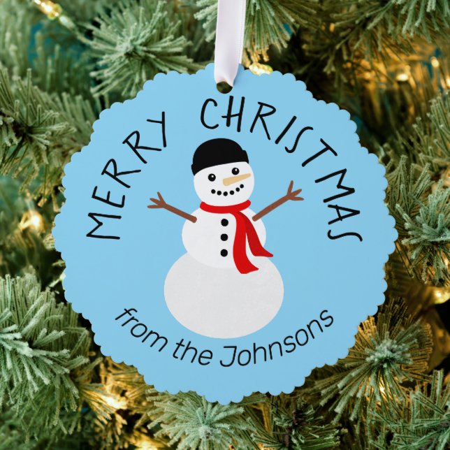 Cute Snowman Merry Christmas Tree Decoration Card (Insitu (Tree))