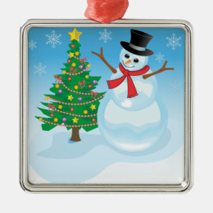 Cute Snowman Metal Tree Decoration