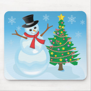 Cute Snowman Mouse Pad