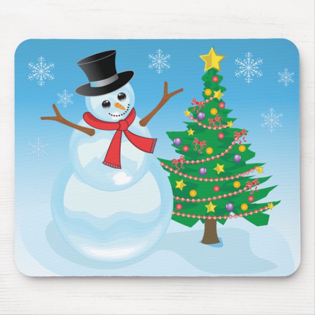 Cute Snowman Mouse Pad (Front)