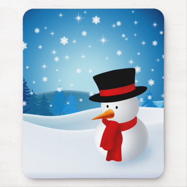 Cute Snowman Mousepad (Front)