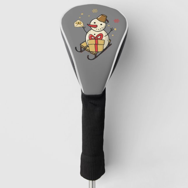 Cute Snowman On A Sled Golf Head Cover (Front)