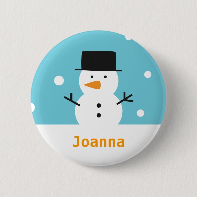 Cute Snowman on snow background for Christmas 6 Cm Round Badge (Front)