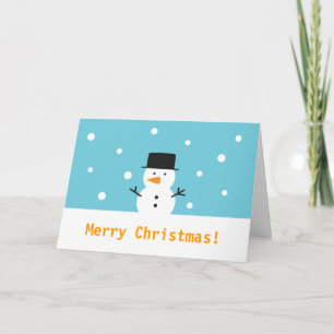 Cute Snowman on snow background for Christmas Holiday Card