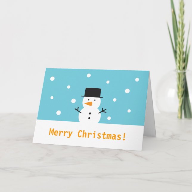 Cute Snowman on snow background for Christmas Holiday Card (Front)