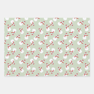 Cute Snowman Pattern  Wrapping Paper Sheet
