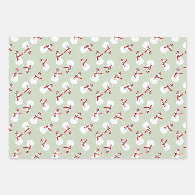 Cute Snowman Pattern  Wrapping Paper Sheet (Front)