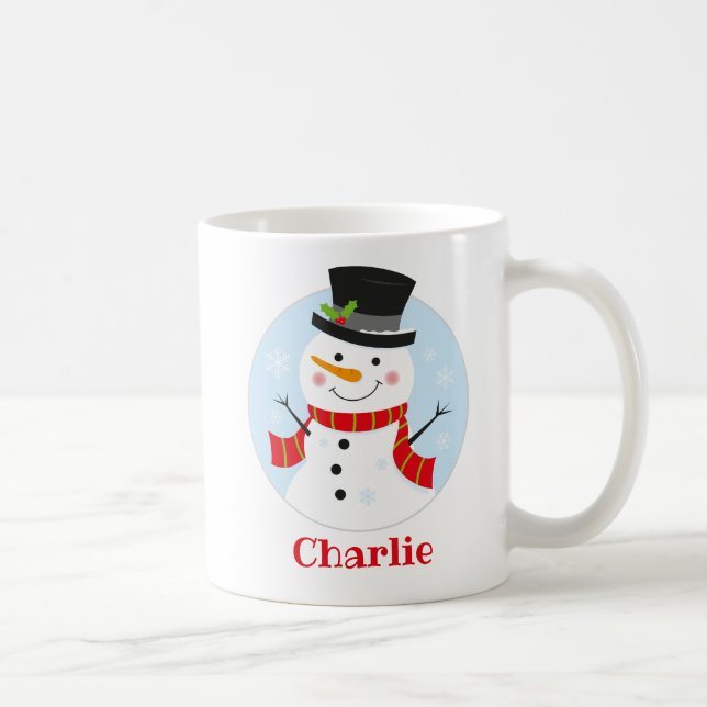 Cute Snowman Personalised Kids Christmas Mug (Right)