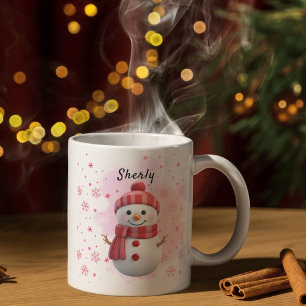 Cute Snowman Personalized Name Christmas Coffee Mug