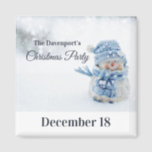 Cute Snowman Photo Christmas Party Save the Date Magnet<br><div class="desc">A Christmas party save the date magnet with a cute photograph of a little snowman. Standing outside in the winter with snow falling all around. This cute little guy is dressed up in blue knitted hat and scarf.</div>