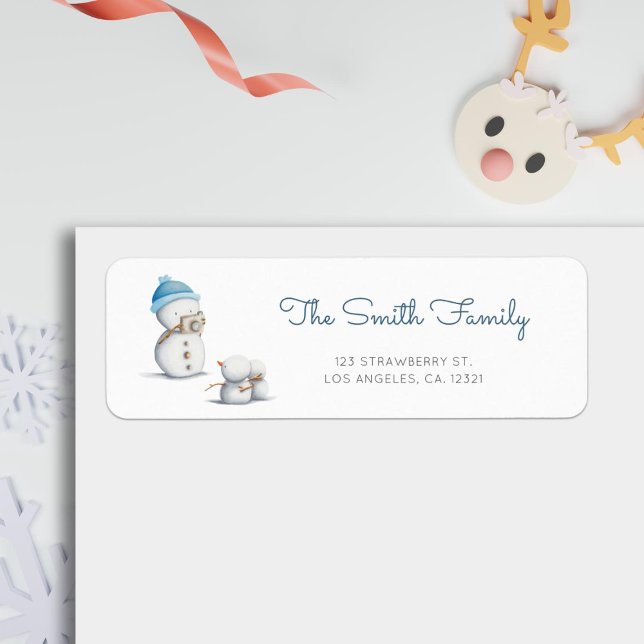 Cute Snowman Photography Return Address Label (Creator Uploaded)