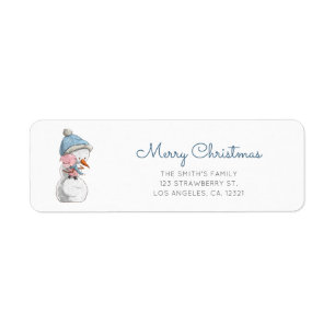 Cute Snowman Pig Return Address Label
