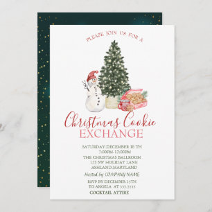 Cute Snowman,Pine Tree,Cookies Invitation