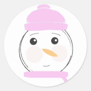 Cute Snowman Pink Christmas Party   Classic Round Sticker
