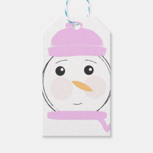 Cute Snowman Pink Christmas Party    Gift Tags