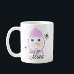 Cute Snowman Pink First Christmas   Coffee Mug<br><div class="desc">Christmas Snowman Pink Scarf and Hat</div>