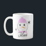 Cute Snowman Pink First Christmas   Coffee Mug<br><div class="desc">Christmas Snowman Pink Scarf and Hat</div>