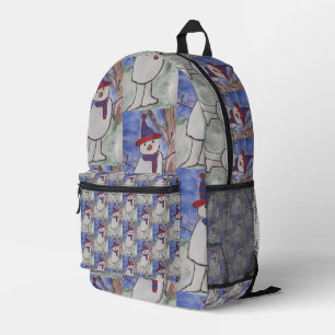 Cute Snowman Printed Backpack