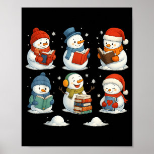 Cute Snowman Reading Books Christmas Winter Book L Poster