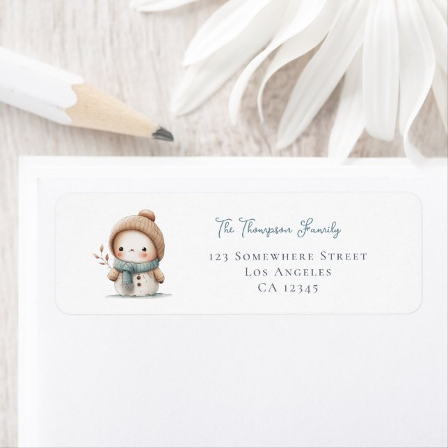 Cute Snowman Return Name Address Label (Insitu)