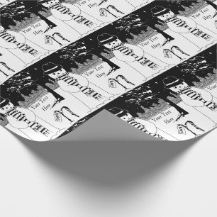 cute snowman smiling black and white christmas wrapping paper