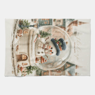 Cute Snowman Snow Globe Tea Towel
