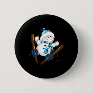 Cute Snowman Snowboarding Snowboarder Christmas Gi 6 Cm Round Badge