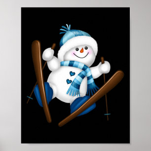 Cute Snowman Snowboarding Snowboarder Christmas Gi Poster