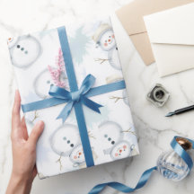 Cute Snowman & Snowflake Pattern  gift wrapping 