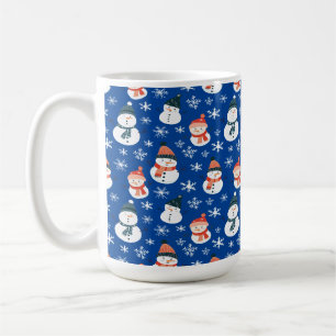 Cute Snowman Snowflake Seamless Pattern Christmas Coffee Mug