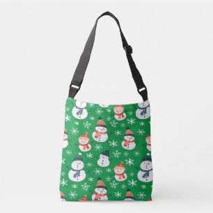 Cute Snowman Snowflake Seamless Pattern Christmas Crossbody Bag