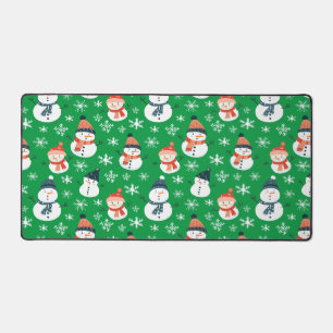 Cute Snowman Snowflake Seamless Pattern Christmas Desk Mat