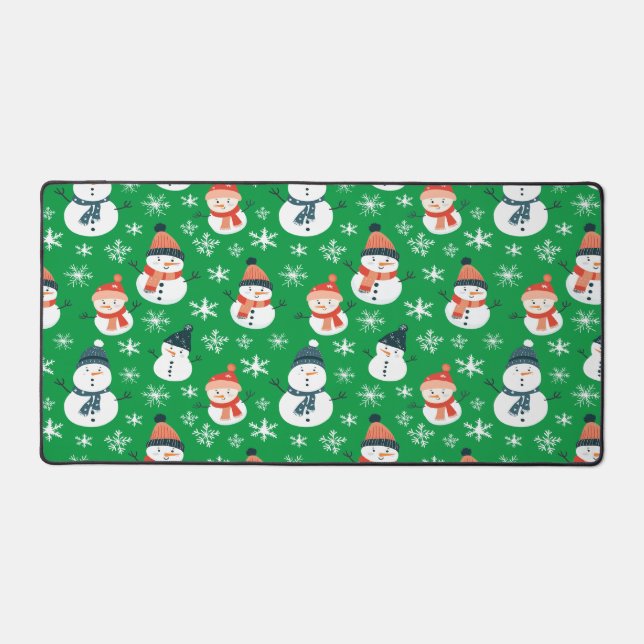 Cute Snowman Snowflake Seamless Pattern Christmas Desk Mat (Front)