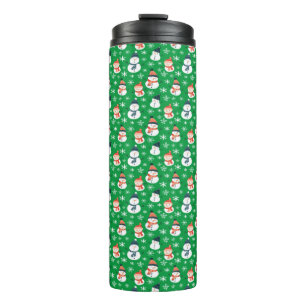 Cute Snowman Snowflake Seamless Pattern Christmas Thermal Tumbler
