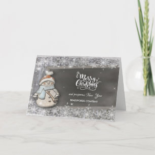 Cute Snowman,Snowflakes Corporate Greeting Holiday Card