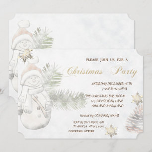 Cute Snowman, Snowflakes CorporateChristmas Party Invitation