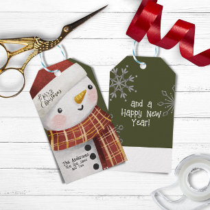 Cute Snowman Snowflakes Merry Christmas Gift Tags