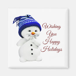 Cute Snowman Square Magnet