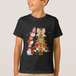Cute Snowman Stack With Holiday Christmas Tree Wom T-Shirt