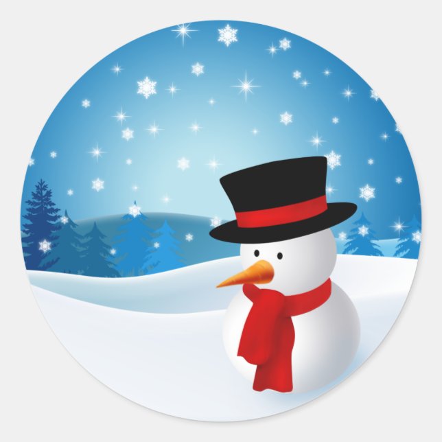 Cute Snowman Sticker (Front)