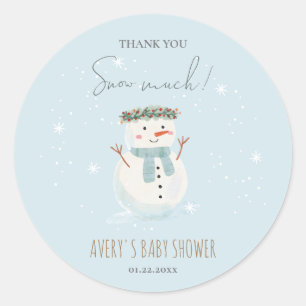 Cute Snowman Thank You Snow Much Large Classic Round Sticker