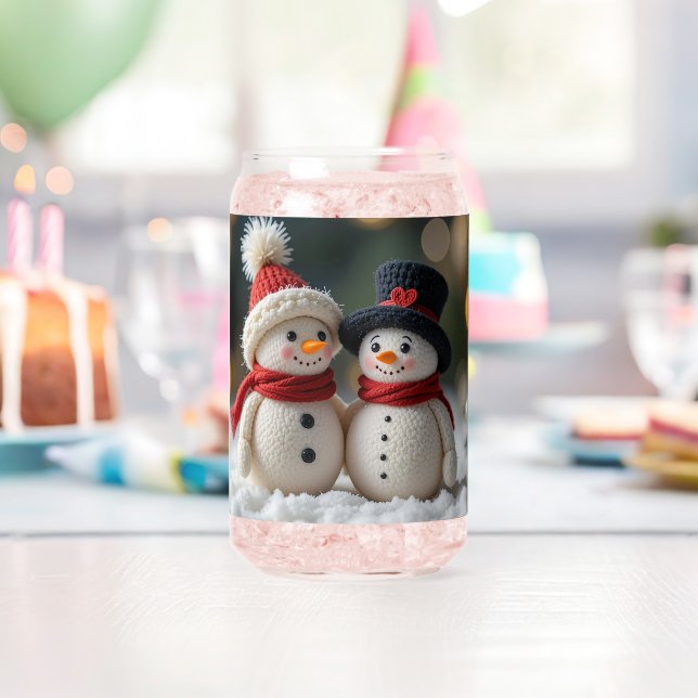 cute snowman together can glass (Insitu (Birthday))