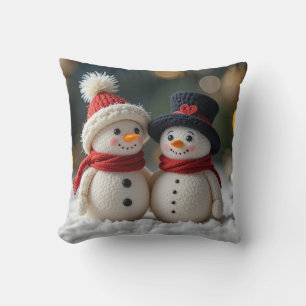cute snowman together cushion